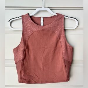 Lululemon pink high neck cropped tank top (size: 8)
